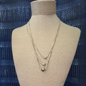 Silver Multi-Strand Necklace with Graduated Bead Accents